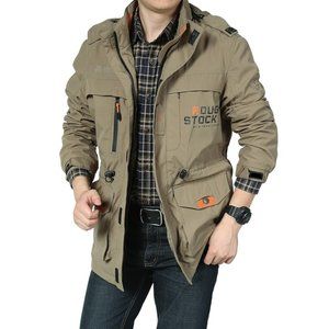 Military Jacket Men's Army Jacket Khaki Army Jacket removable hoodie Outdoors